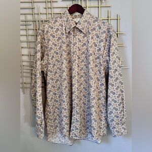 Joseph Abboud Brown Medallion Print Button Down Shirt Large